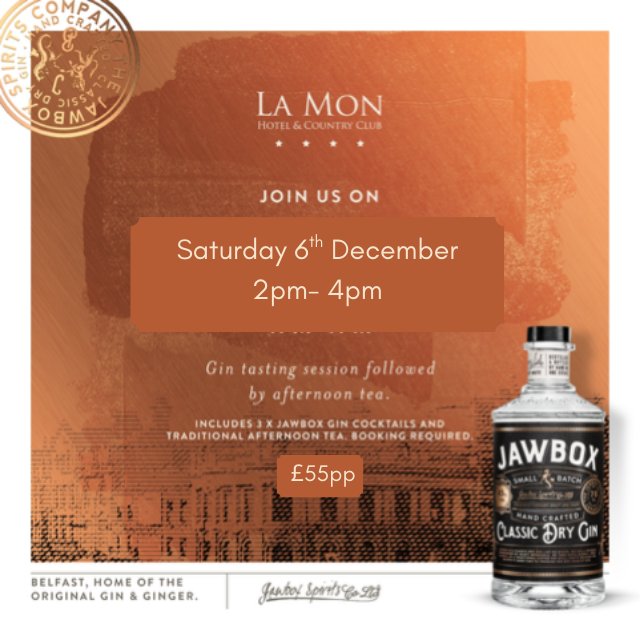 Jawbox Gin Experience with Festive Afternoon Tea 6th Dec